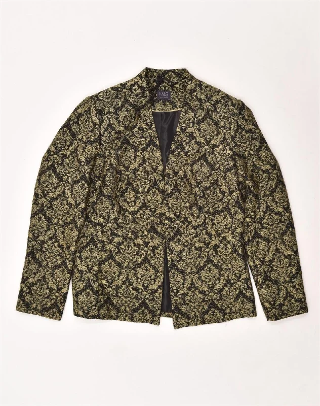 Exclusive Women's Fashion Collection VINTAGE Womens Blazer Jacket UK 14 Large Black Floral Polyester Exclusive Women's Fashion Collection VINTAGE Womens Blazer Jacket UK 14 Large Black Floral Polyester