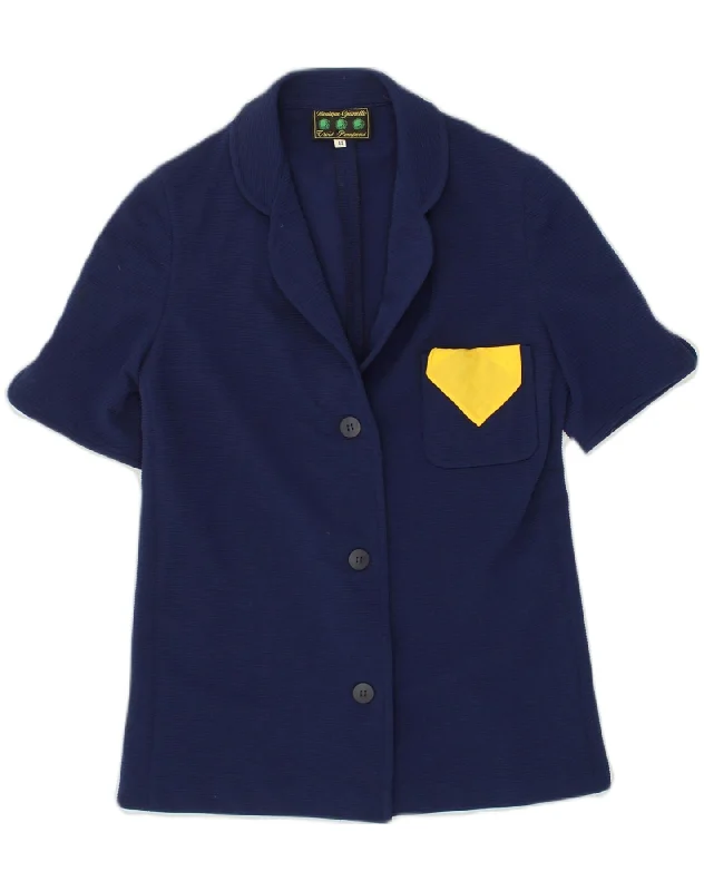 Women's Apparel VINTAGE Womens 3 Button Short Sleeve Blazer Jacket IT 42 Medium Navy Blue Women's Apparel VINTAGE Womens 3 Button Short Sleeve Blazer Jacket IT 42 Medium Navy Blue
