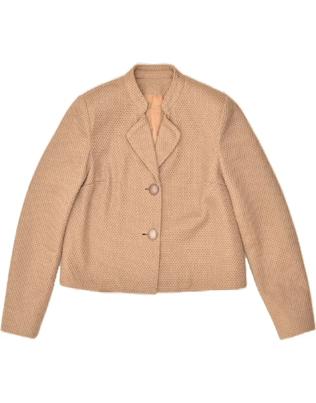 Clothes For Woman VINTAGE Womens 2 Button Blazer Jacket UK 10 Small Beige Polka Dot