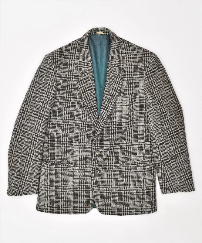 Women's Athletic Clothes VINTAGE Womens 2 Button Blazer Jacket UK 18 XL Brown Check