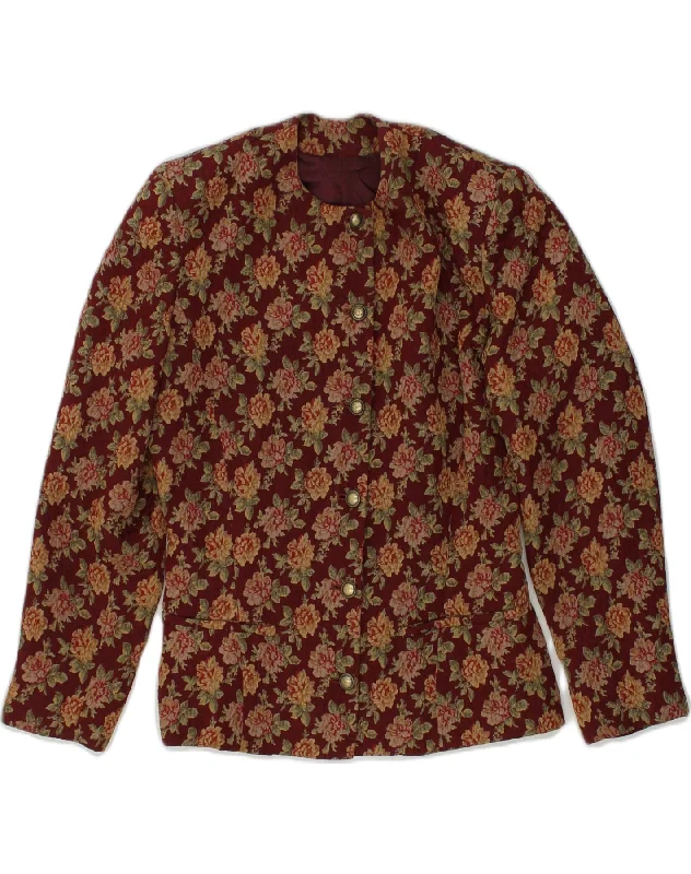Timeless Women's Clothes VINTAGE Womens 6 Button Blazer Jacket UK 14 Large Maroon Floral Wool Timeless Women's Clothes VINTAGE Womens 6 Button Blazer Jacket UK 14 Large Maroon Floral Wool