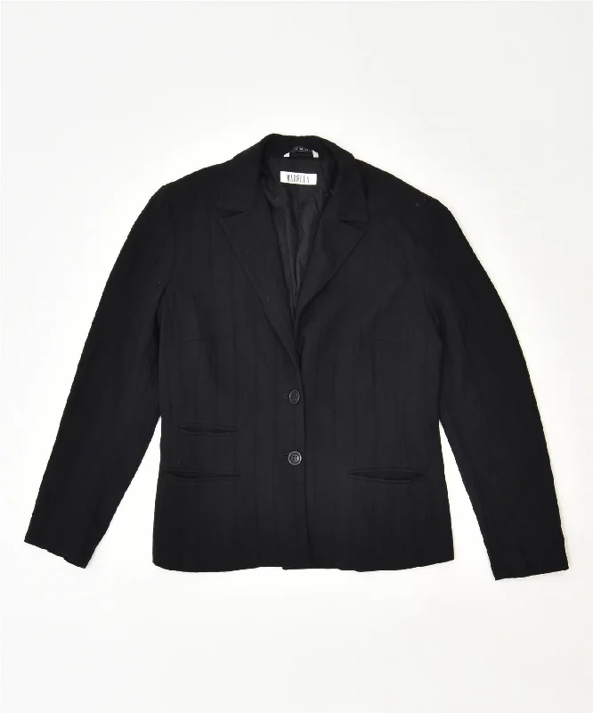 Chic Women's Outfit MARELLA Womens 2 Button Blazer Jacket UK 12 Medium Black Striped Wool Chic Women's Outfit MARELLA Womens 2 Button Blazer Jacket UK 12 Medium Black Striped Wool