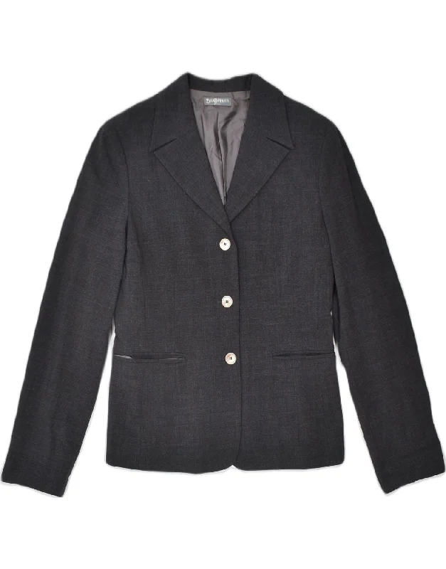 Fashion-Forward Women's Clothing BLU NAUTA Womens 3 Button Blazer Jacket IT 46 Large Grey Polyester Fashion-Forward Women's Clothing BLU NAUTA Womens 3 Button Blazer Jacket IT 46 Large Grey Polyester