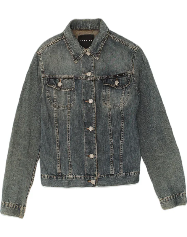 Contemporary Women's Clothing SISLEY Womens Denim Jacket UK 10 Small Blue Cotton