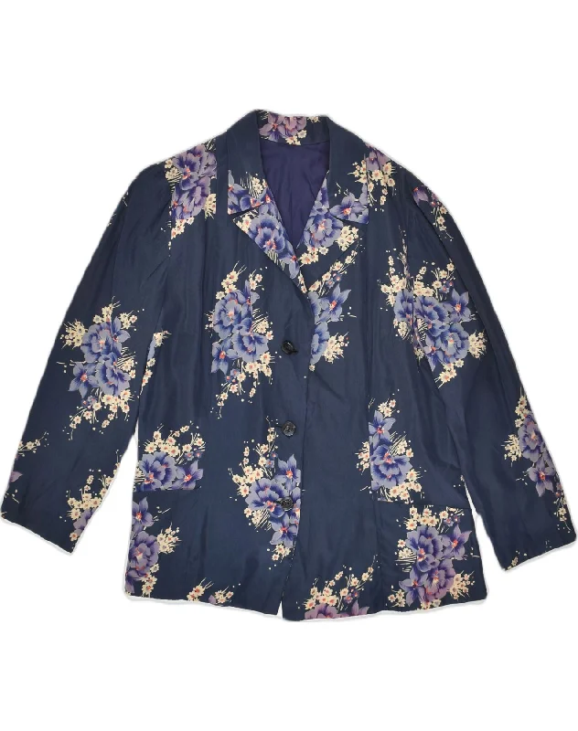 Women's Occasion Wear Clothing VINTAGE Womens 3 Button Blazer Jacket UK 16 Large Navy Blue Floral Women's Occasion Wear Clothing VINTAGE Womens 3 Button Blazer Jacket UK 16 Large Navy Blue Floral
