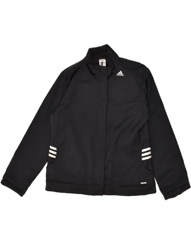 Free Spirited Fashion ADIDAS Womens Bomber Jacket UK 14 Large  Black Cotton