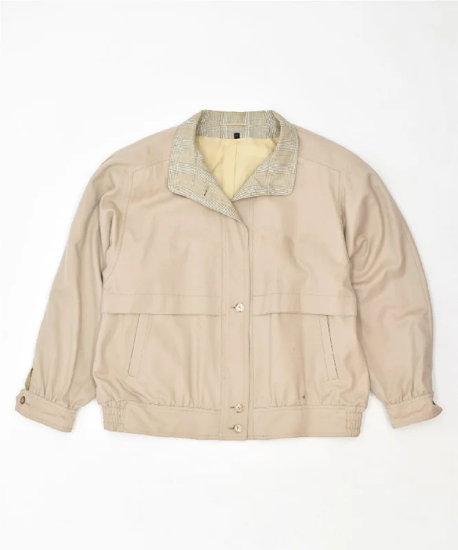 Casual Clothes For Women VINTAGE Womens Bomber Jacket EU 44 Large Beige Viscose