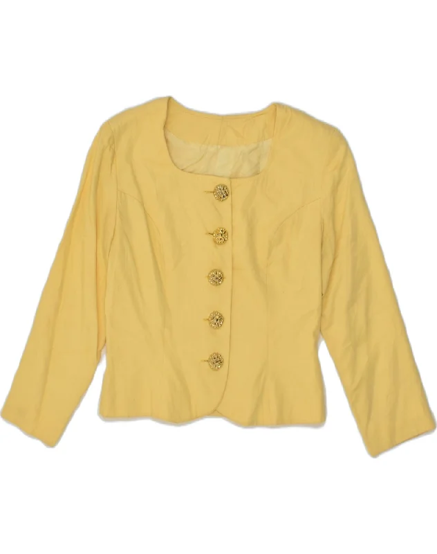 Women's Charming Outfit For Events VINTAGE Womens 5 Button Blazer Jacket UK 12 Medium Yellow Women's Charming Outfit For Events VINTAGE Womens 5 Button Blazer Jacket UK 12 Medium Yellow