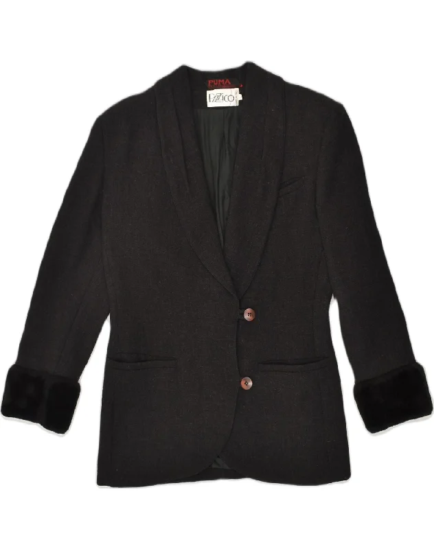Women's Casual Apparel For Weekends VINTAGE Womens 2 Button Blazer Jacket IT 42 Medium Black Wool Women's Casual Apparel For Weekends VINTAGE Womens 2 Button Blazer Jacket IT 42 Medium Black Wool