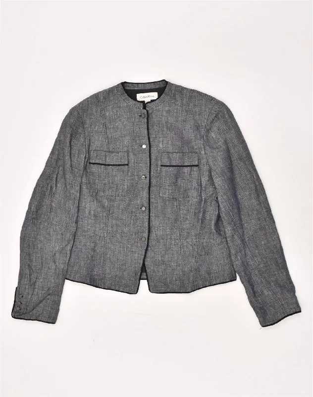 Women's Clothing For Outdoor Events CALVIN KLEIN Womens 5 Button Blazer Jacket US 12 Large Grey Linen Women's Clothing For Outdoor Events CALVIN KLEIN Womens 5 Button Blazer Jacket US 12 Large Grey Linen