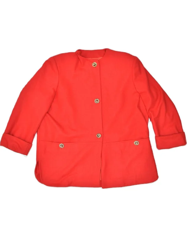 Women's Formal Event Outfit VINTAGE Womens 3 Button Blazer Jacket UK 18 XL Red Wool