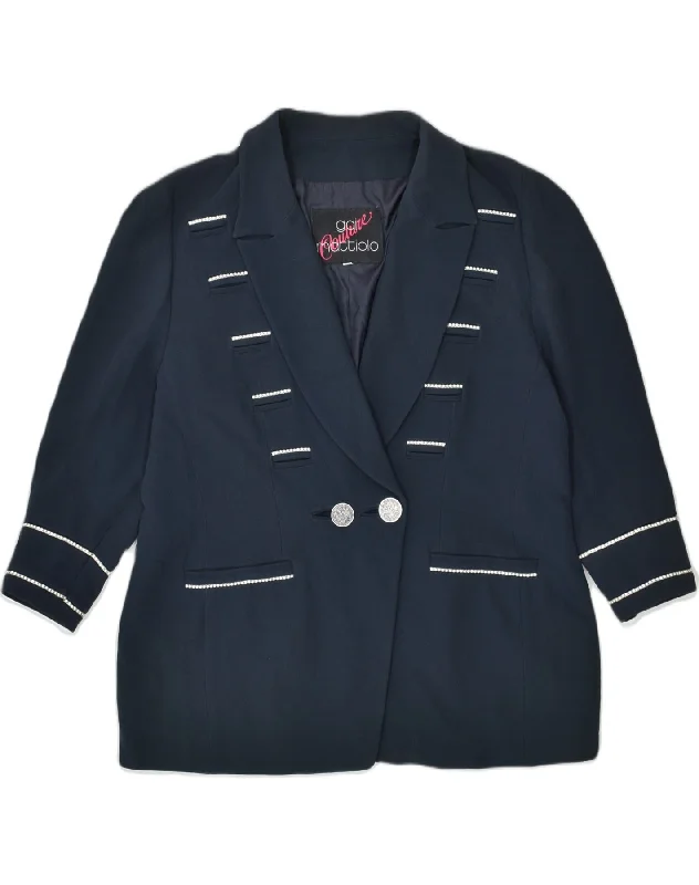 Women's Vintage-Inspired Outfit GAI MATTIOLO Womens Double Breasted Blazer Jacket IT 54 3XL Navy Blue Women's Vintage-Inspired Outfit GAI MATTIOLO Womens Double Breasted Blazer Jacket IT 54 3XL Navy Blue