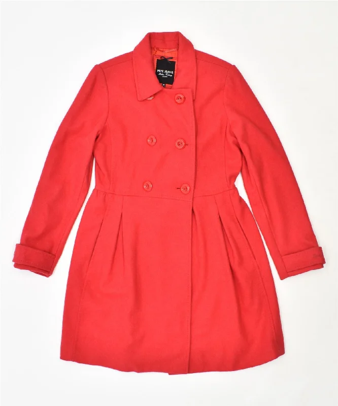 Women's Layered Outfit PEPE JEANS Womens Princess Coat UK 14 Medium Red Wool
