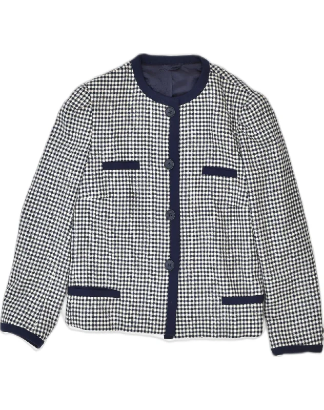 Women's Professional Attire VINTAGE Womens 4 Button Blazer Jacket UK 14 Large White Check Women's Professional Attire VINTAGE Womens 4 Button Blazer Jacket UK 14 Large White Check