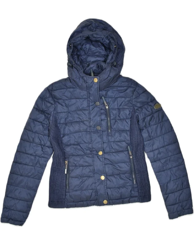 Elegant Women's Fashion SUPERDRY Womens Hooded Padded Jacket UK 8 Small Navy Blue Nylon Elegant Women's Fashion SUPERDRY Womens Hooded Padded Jacket UK 8 Small Navy Blue Nylon