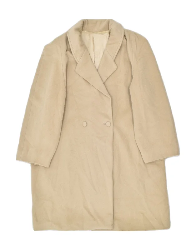 Classic Women's Clothing Styles VINTAGE Womens Oversized Overcoat EU 44 Large Beige Wool Classic Women's Clothing Styles VINTAGE Womens Oversized Overcoat EU 44 Large Beige Wool