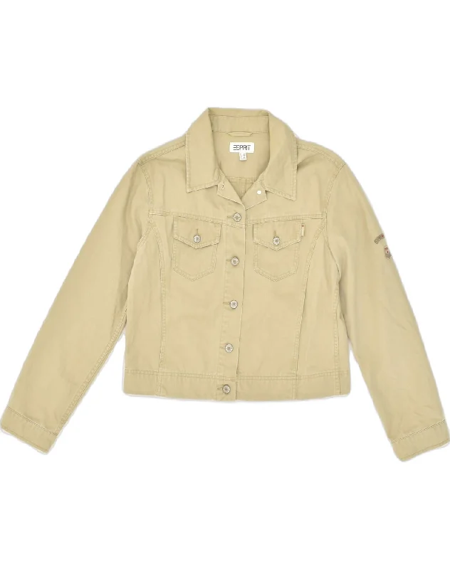 Women's Everyday Clothes ESPRIT Womens Crop Denim Jacket UK 18 XL Beige Cotton