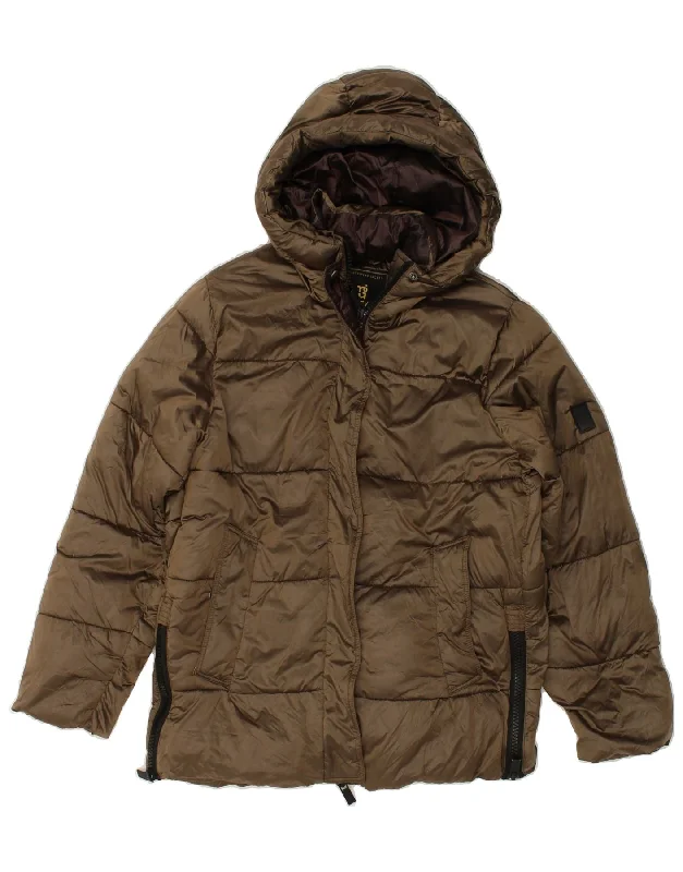 Workwear Fashion for Women VINTAGE Womens Hooded Padded Jacket UK 10 Small Brown Polyamide Workwear Fashion for Women VINTAGE Womens Hooded Padded Jacket UK 10 Small Brown Polyamide