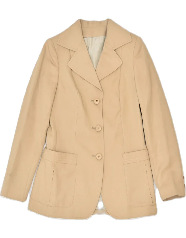Women's Clothing VINTAGE Womens 3 Button Blazer Jacket UK 10 Small Beige Classic