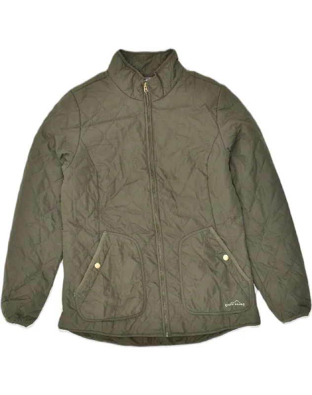Casual Wear EDDIE BAUER Womens Quilted Jacket UK 16 Large Khaki Polyester