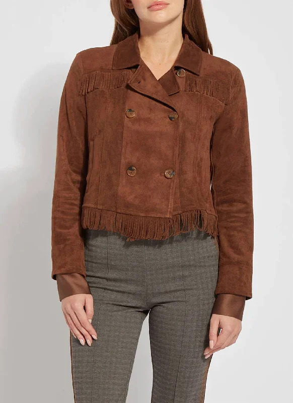 Trendy Women's Outfits for Casual Wear Zora Fringe Suede Jacket In Bronze