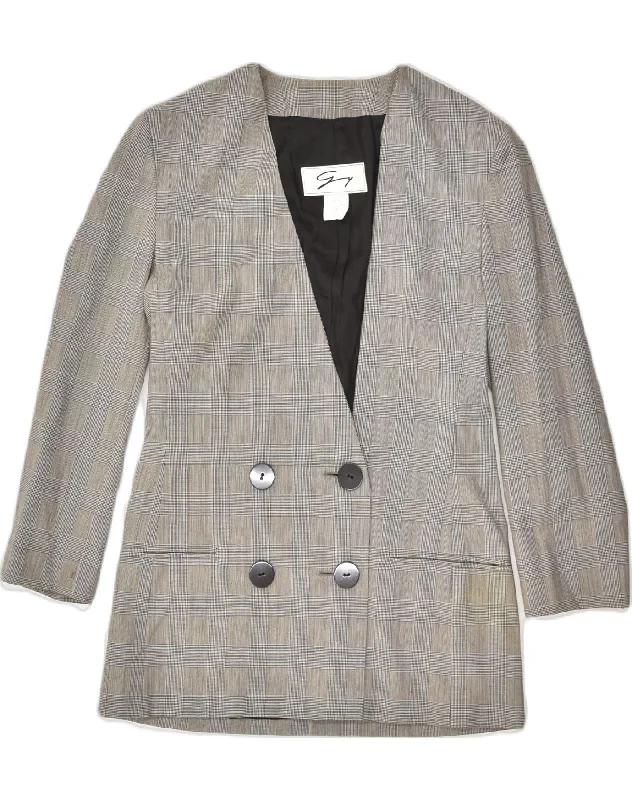 Women's Clothes And Apparel GENNY Womens Double Breasted Blazer Jacket EU 34 XS Grey Check Wool Women's Clothes And Apparel GENNY Womens Double Breasted Blazer Jacket EU 34 XS Grey Check Wool