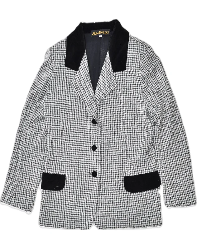 Women's Casual Outfit VINTAGE Womens 3 Button Blazer Jacket IT 48 XL Grey Houndstooth Wool Women's Casual Outfit VINTAGE Womens 3 Button Blazer Jacket IT 48 XL Grey Houndstooth Wool