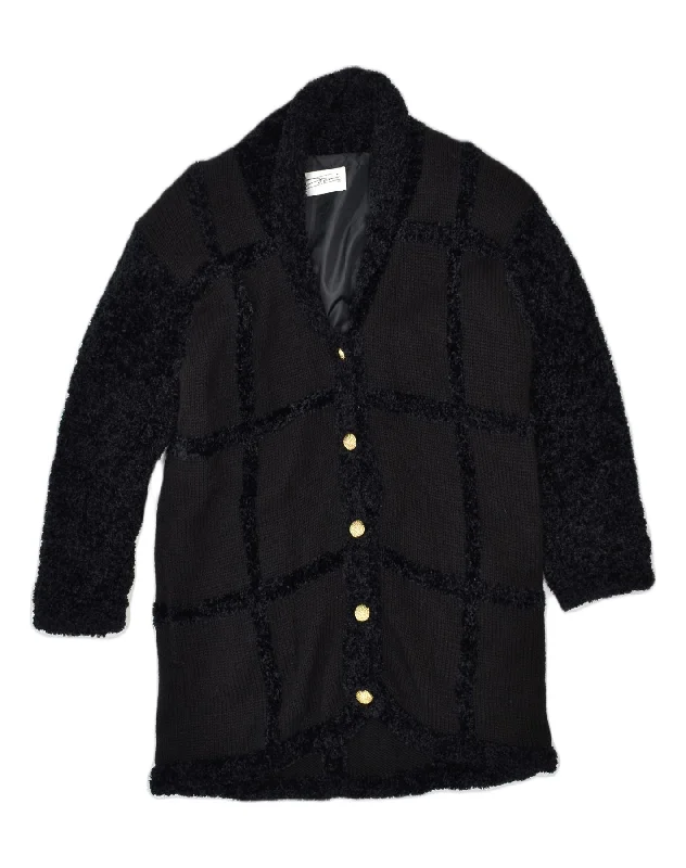 Women's Sporty Clothes VINTAGE Womens Knit Overcoat UK 8 Small Black Wool