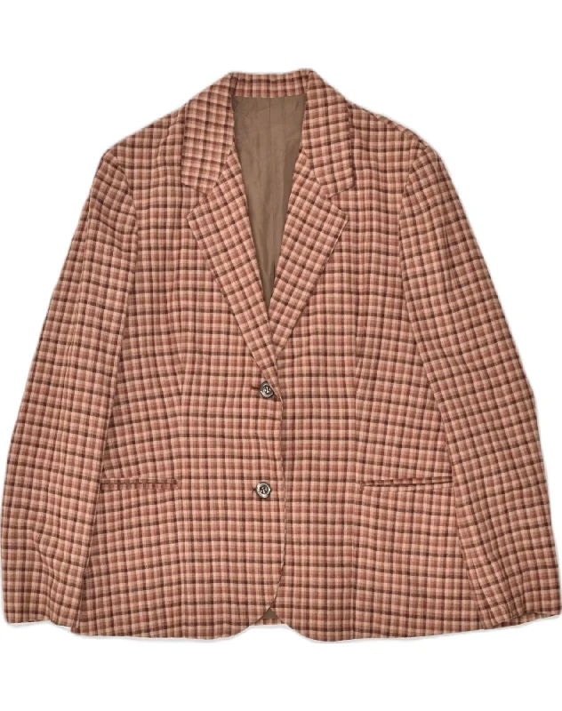 Women's Comfortable Lounge Outfit VINTAGE Womens 2 Button Blazer Jacket UK 16 Large Brown Check Cotton Women's Comfortable Lounge Outfit VINTAGE Womens 2 Button Blazer Jacket UK 16 Large Brown Check Cotton