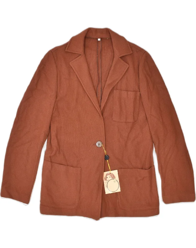 Women's Plus-Size Outfit VINTAGE Womens 1 Button Blazer Jacket IT 42 Medium Brown