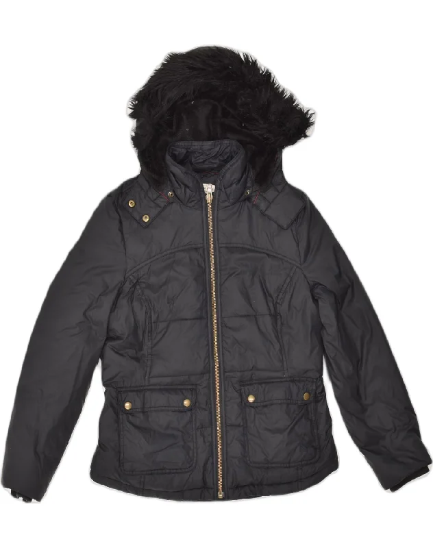 Women's Classic Outfit JACK WILLS Womens Hooded Padded Jacket UK 12 Medium Black Nylon Women's Classic Outfit JACK WILLS Womens Hooded Padded Jacket UK 12 Medium Black Nylon
