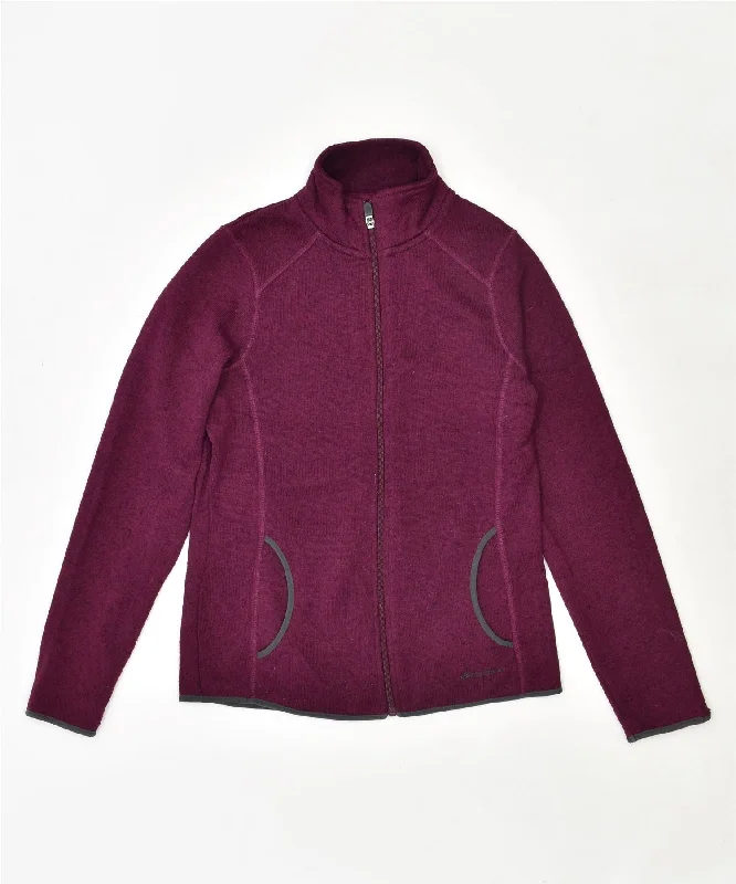 Women's Trendy Outfit EDDIE BAUER Womens Fleece Jacket UK 12 Medium Maroon Polyester