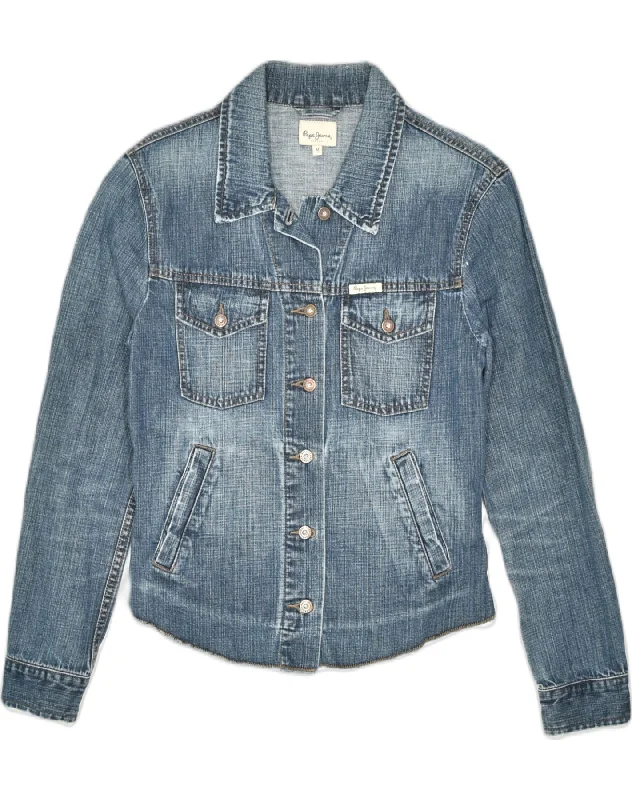 Versatile Women's Fashion PEPE JEANS Womens Denim Jacket UK 12 Medium Blue Cotton