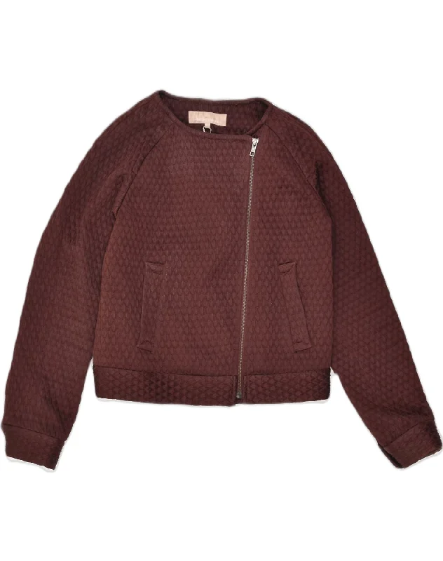 Stylish Women's Clothing FENN WRIGHT MANSON Womens Bomber Jacket UK 10 Small Maroon Acrylic