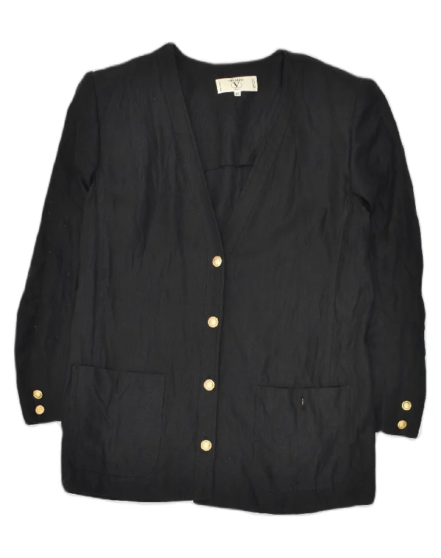 Women's Transitional Clothes VALENTINO Womens 4 Button Blazer Jacket IT 46 Large Black Acrylic Women's Transitional Clothes VALENTINO Womens 4 Button Blazer Jacket IT 46 Large Black Acrylic