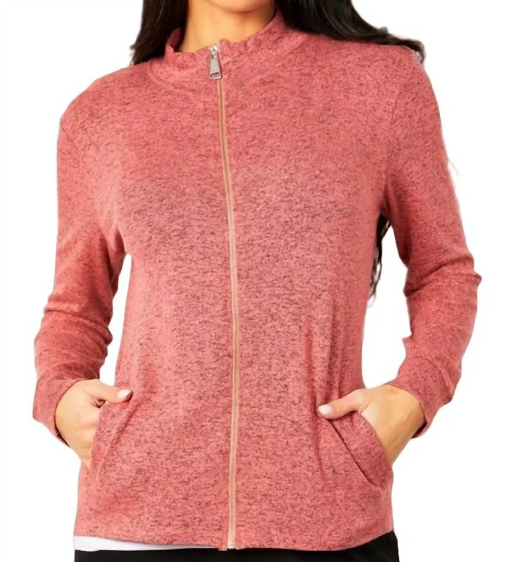 Women's Outfit Melange Zip Jacket In Coral
