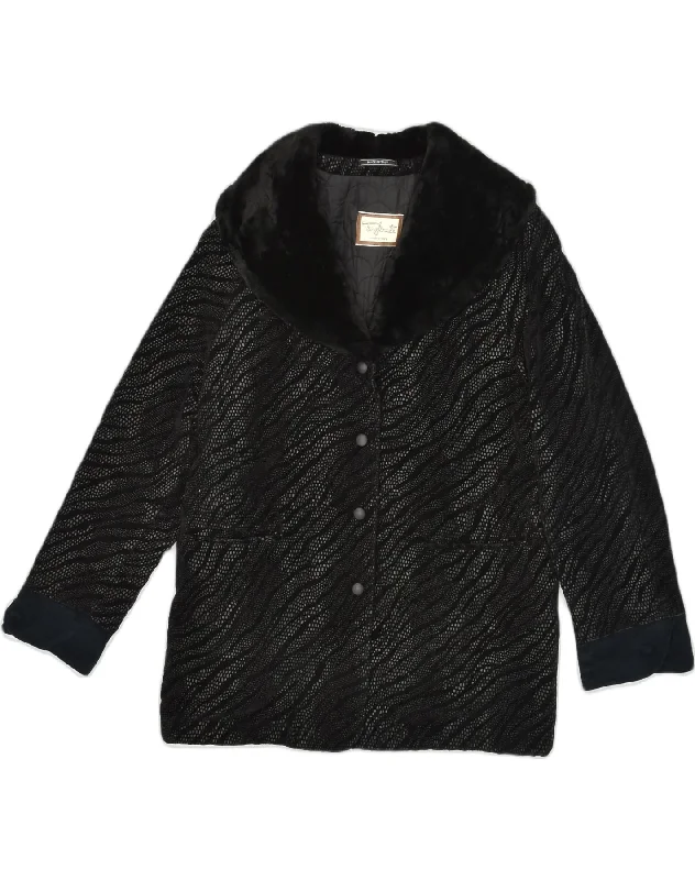 Women's Casual Outfit TAGLIENTE Womens Oversized Overcoat UK 10 Small Black Animal Print Women's Casual Outfit TAGLIENTE Womens Oversized Overcoat UK 10 Small Black Animal Print