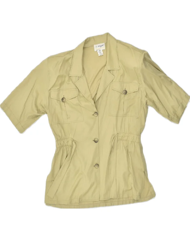 Sustainable Women's Clothing VINTAGE Womens 3 Button Blazer Jacket UK 12 Medium Beige Viscose Sustainable Women's Clothing VINTAGE Womens 3 Button Blazer Jacket UK 12 Medium Beige Viscose