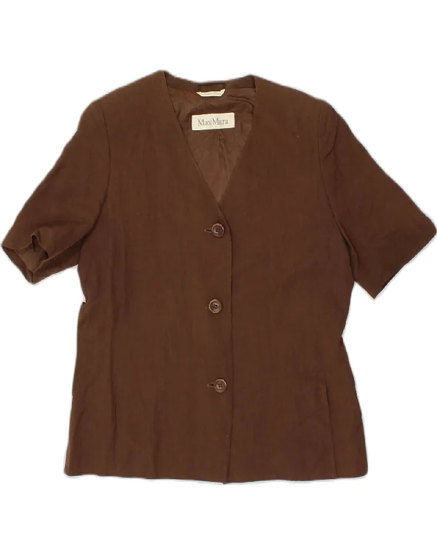 Modern Women's Apparel MAX MARA Womens Short Sleeve 3 Button Blazer Jacket IT 44 Medium Brown Modern Women's Apparel MAX MARA Womens Short Sleeve 3 Button Blazer Jacket IT 44 Medium Brown