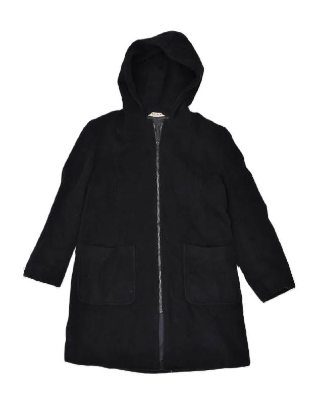 Clothing Brands VINTAGE Womens Hooded Overcoat IT 50 XL Black