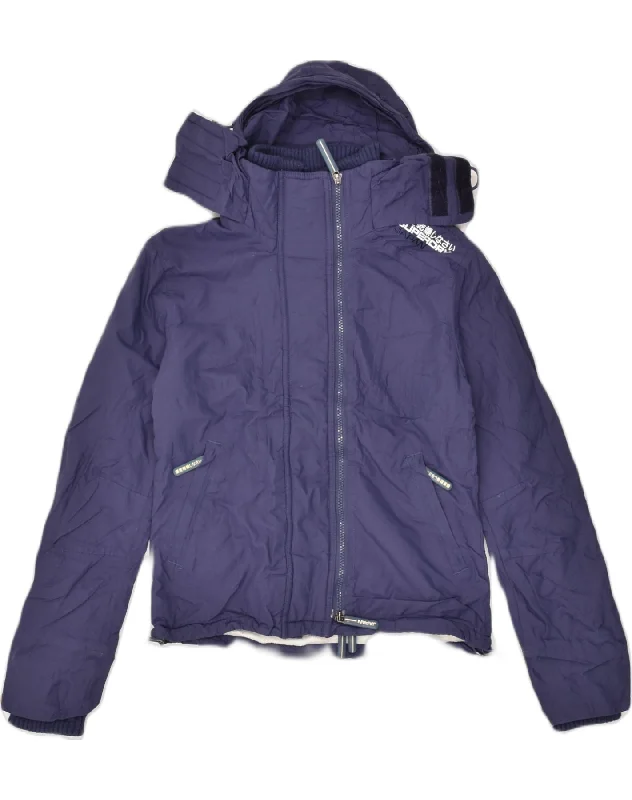 Casual Chic Women's Clothes SUPERDRY Womens Windbreaker Jacket UK 10 Small Blue Nylon Casual Chic Women's Clothes SUPERDRY Womens Windbreaker Jacket UK 10 Small Blue Nylon