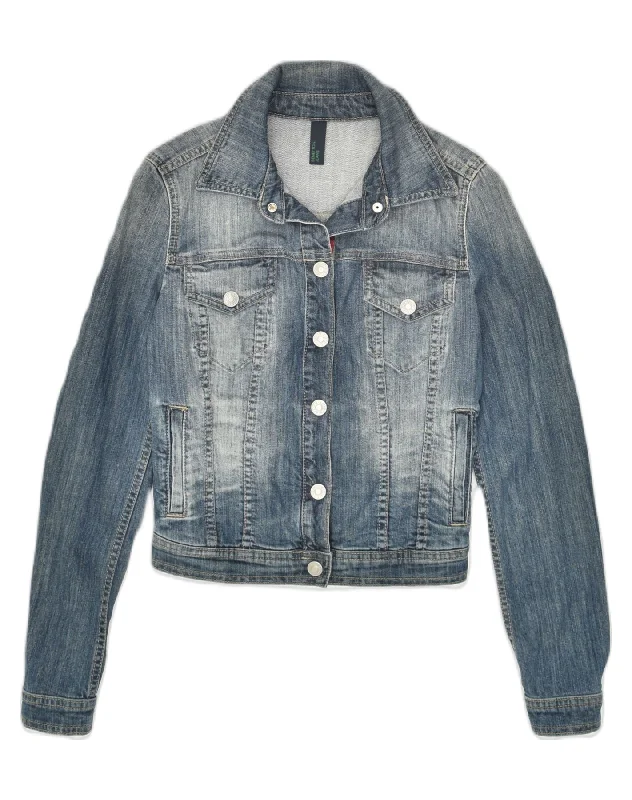 Women's Clothing for Every Occasion BENETTON Womens Denim Jacket UK 6 XS Blue