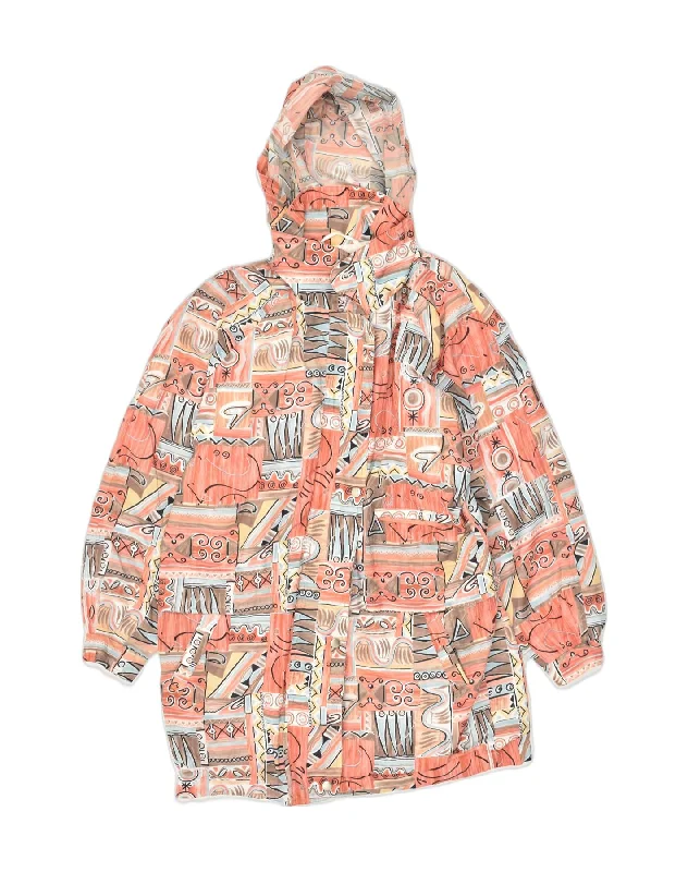 Women's Professional Apparel VINTAGE Womens Hooded Rain Jacket UK 16 Large Red Patchwork Polyester