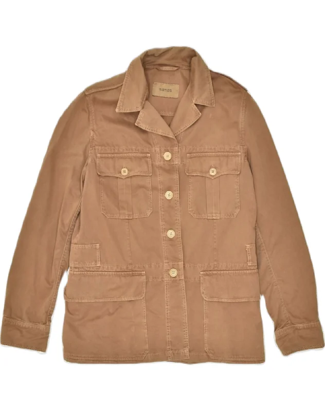Fashionable Women's Casual Apparel SAMAS Womens Utility Jacket UK 12 Medium Brown Cotton Fashionable Women's Casual Apparel SAMAS Womens Utility Jacket UK 12 Medium Brown Cotton