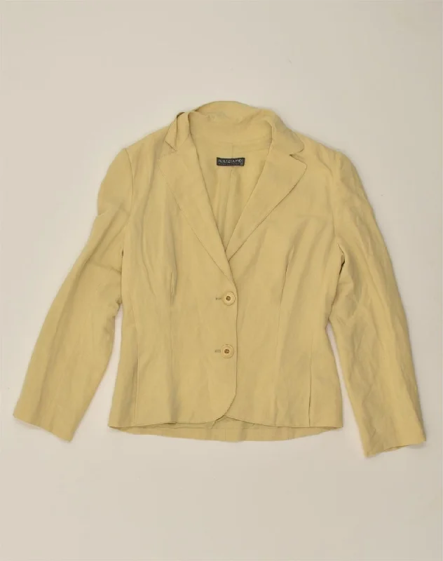 Laid-Back Elegance KRIZIA Womens 2 Button Blazer Jacket IT 42 Medium Yellow