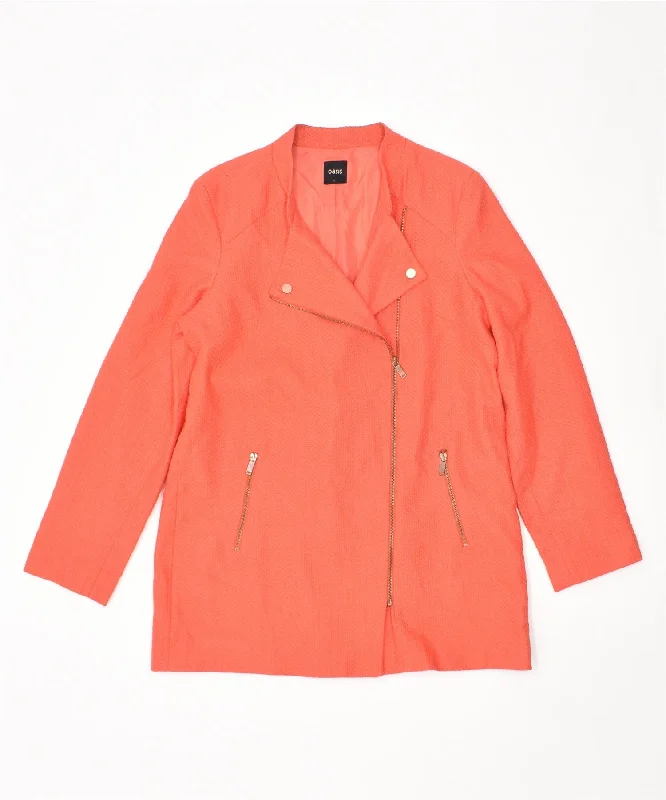 Chic Women's Clothing OASIS Womens Coat UK 14 Large Orange Cotton