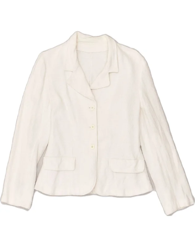 Women's Holiday Outfit VINTAGE Womens 3 Button Blazer Jacket UK 14 Medium White