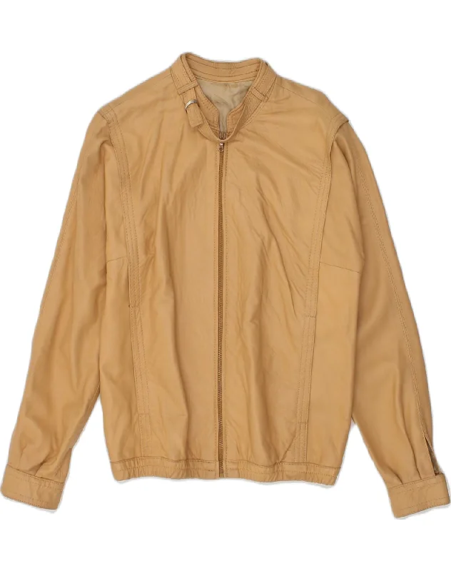 Sophisticated Style VINTAGE Womens Bomber Leather Jacket IT 46 Small Brown