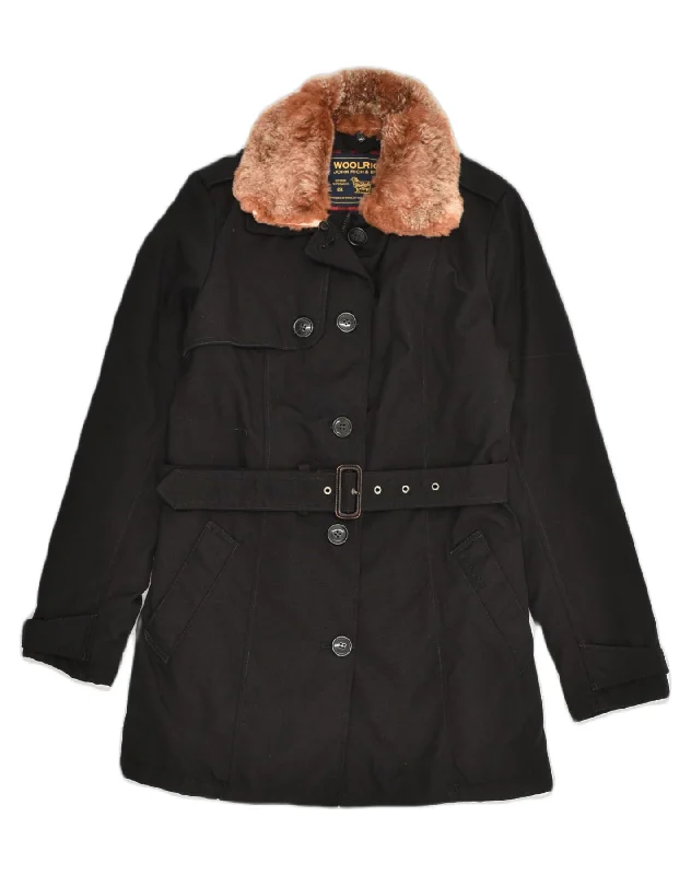 Timeless Women's Clothing WOOLRICH Womens Overcoat UK 14 Medium Black Nylon