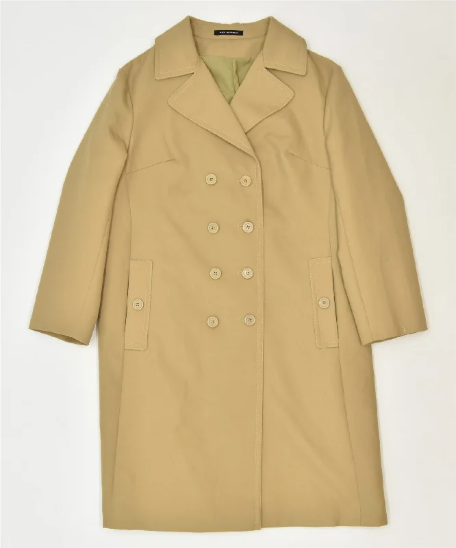 Women's Cozy Winter Attire VINTAGE Womens Double Breasted Chesterfield Coat UK 16 Large Beige